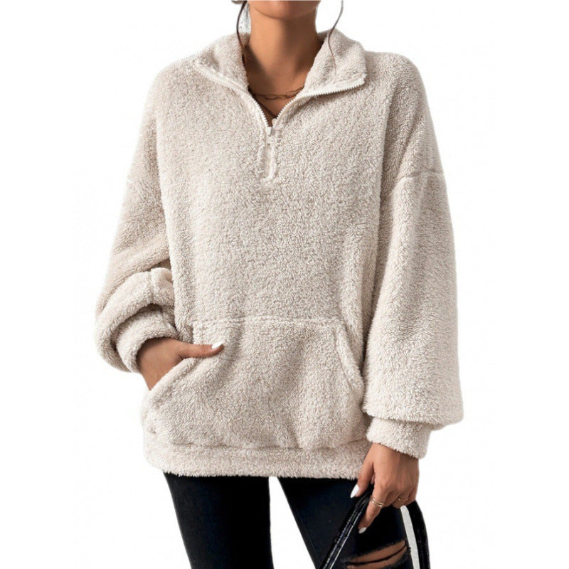 Damen Fleece-Pullover mit hohem Kragen R&B