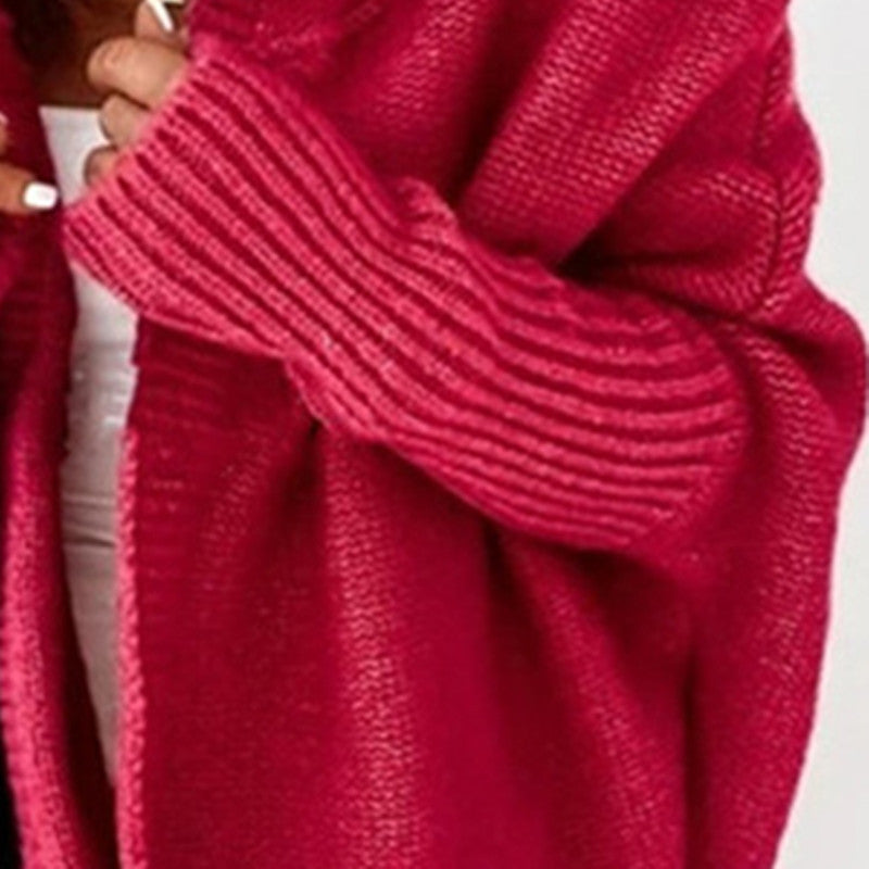 Damen Grobstrickcardigan mit weitem Revers und strukturiertem Design R&B