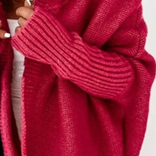 Damen Grobstrickcardigan mit weitem Revers und strukturiertem Design R&B