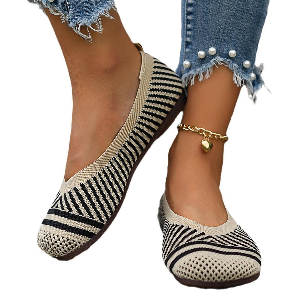 Damen Bequeme Ballerinas mit atmungsaktiver Strickoberfläche R&B