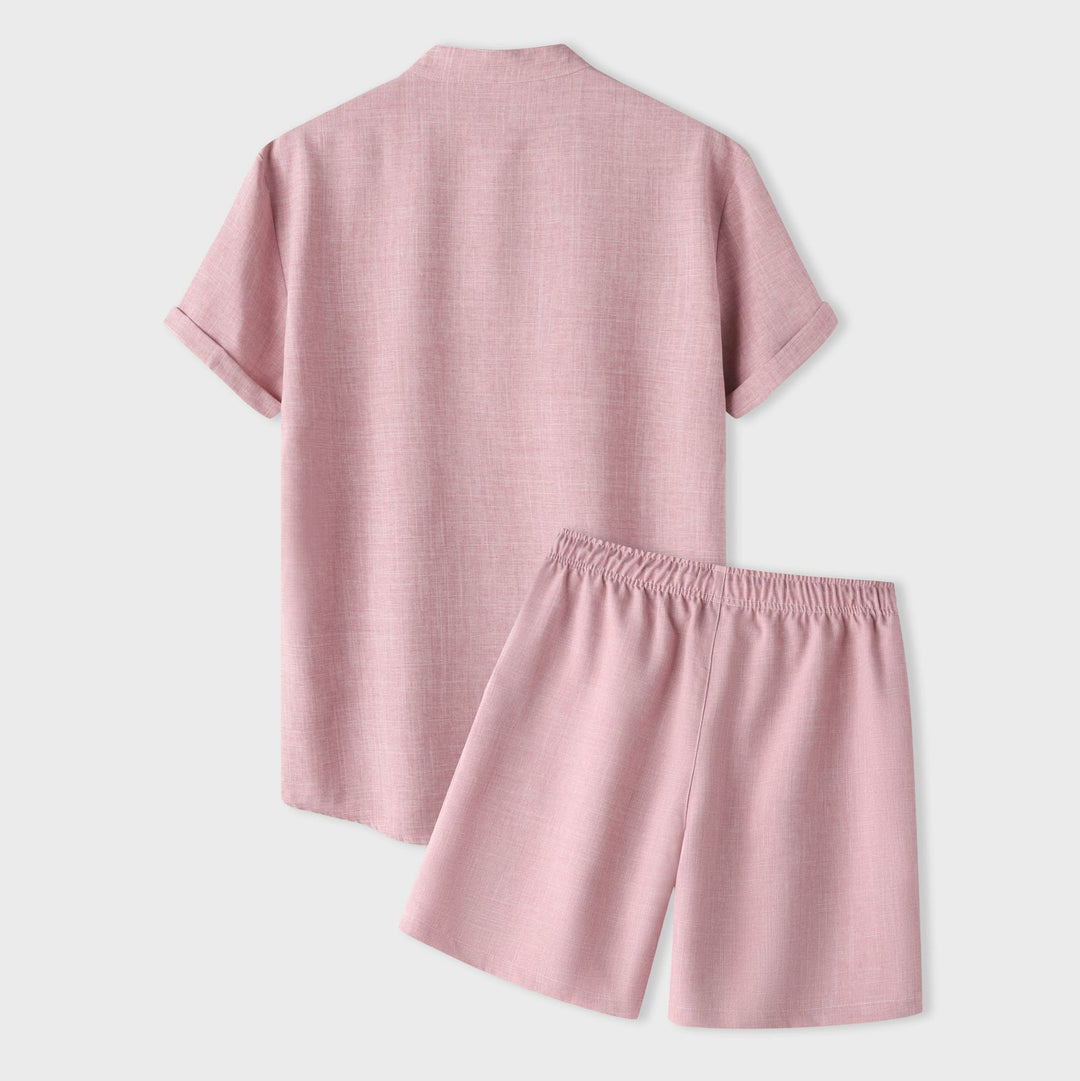 Damen Kurzarm Pyjama-Set aus atmungsaktivem Stoff mit elastischem Bund R&B