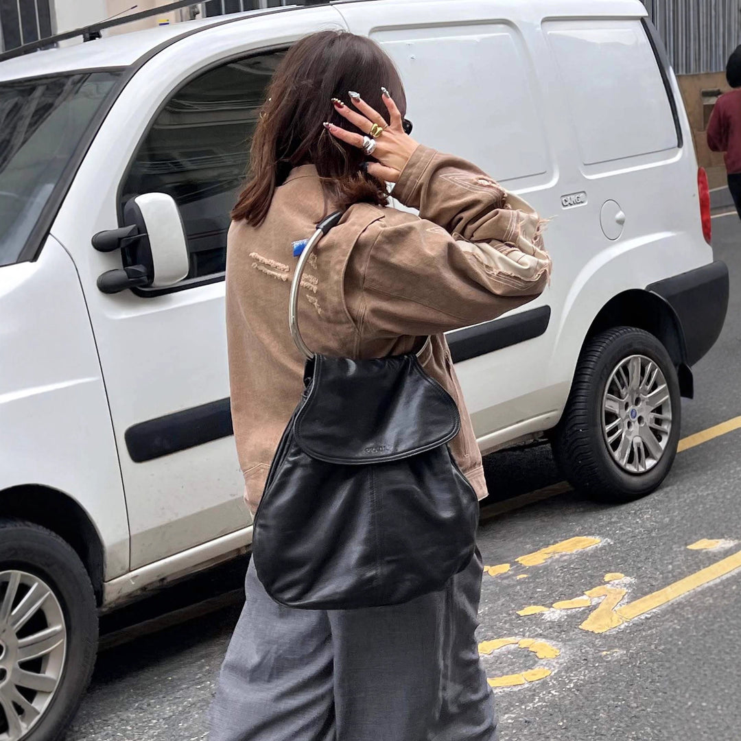 Damen Modische Jacke im Vintage-Stil mit kunstvollen Ziernähten und abgetragenem Effekt R&B