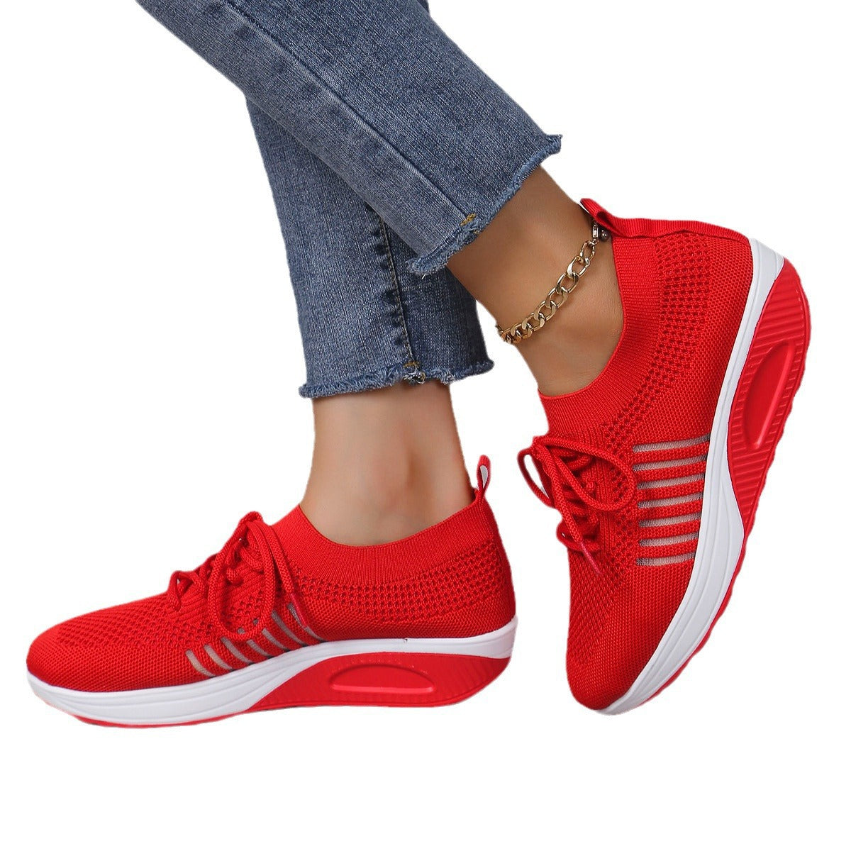 Damen Bequeme Sport-Sneaker mit atmungsaktivem Mesh-Obermaterial und dämpfender Sohle R&B