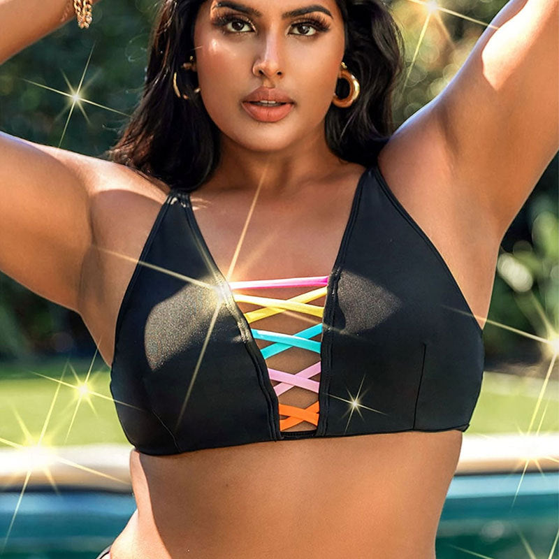Damen Bikinioberteil mit modischem Schnür-Design und verstellbaren Trägern R&B
