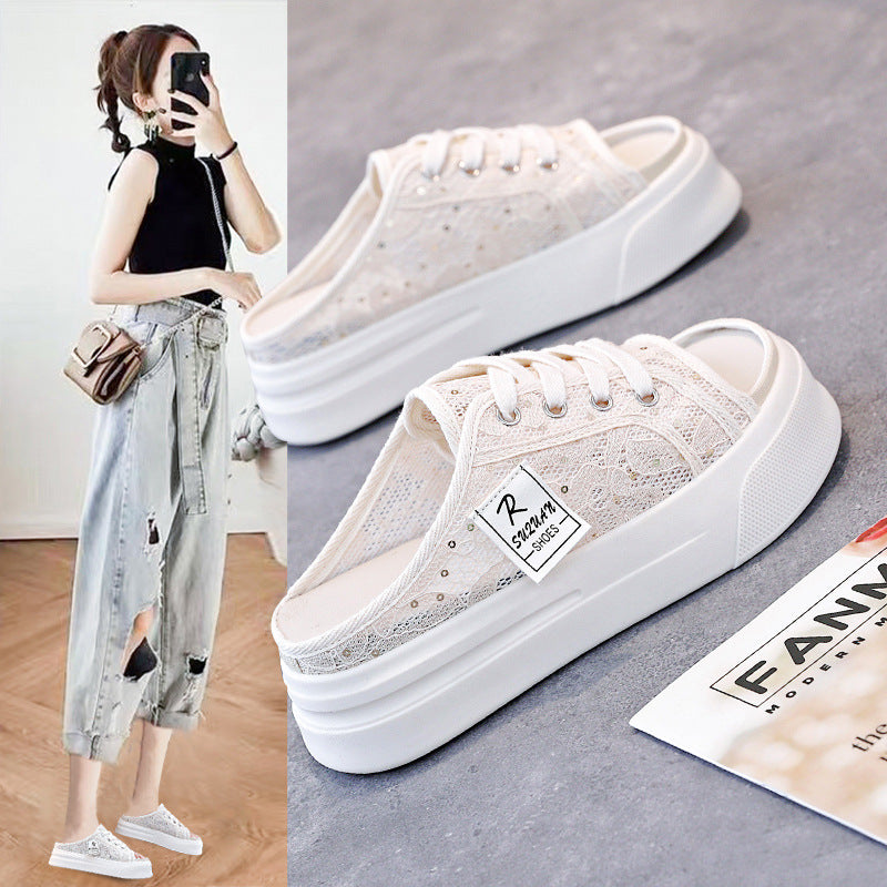Damen Komfortable Clogsneaker mit modischem Spitzendesign R&B