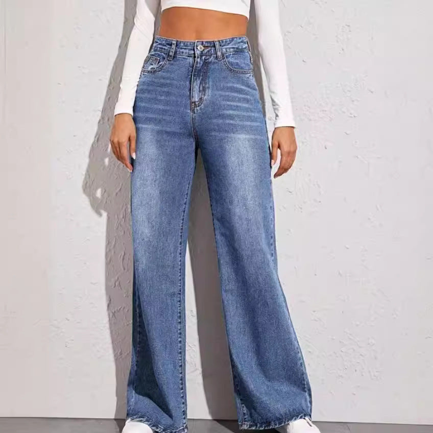 Damen weit geschnittene High-Waist Jeans im casual Look R&B