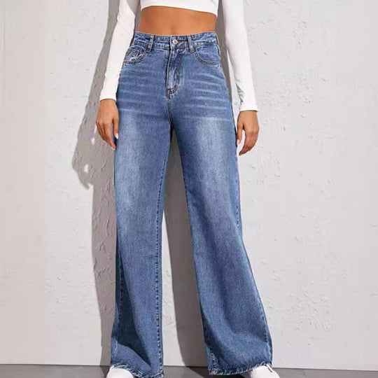 Damen weit geschnittene High-Waist Jeans im casual Look R&B