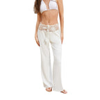 Damen modische Strandhose mit elegantem Häkelbund R&B