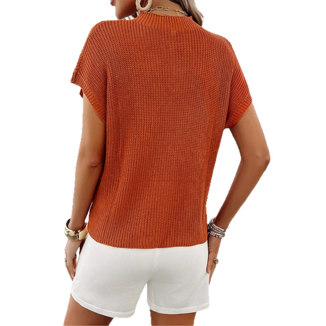 Damen Lässiges Strickoberteil mit Brusttasche und schmalen Shorts R&B