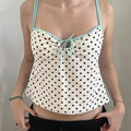 Damen Verspieltes Polka-Dots Top mit feinem Schnürdetail R&B