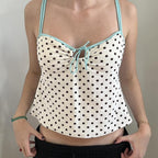 Damen Verspieltes Polka-Dots Top mit feinem Schnürdetail R&B