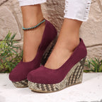 Damen Wedge-Pantoletten mit geflochtenem Absatz und komfortablem Innenfutter R&B