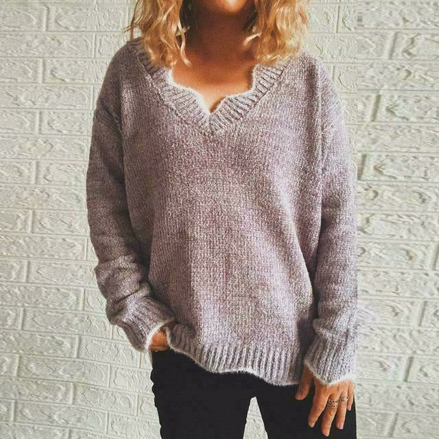 R&B | Pullover - Damen Herbst Einfarbiger Lässiger Pullover
