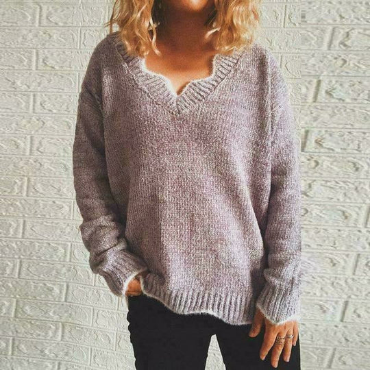 R&B | Pullover - Damen Herbst Einfarbiger Lässiger Pullover