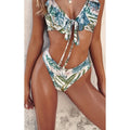 Damen Bikiniset mit Rüschen und Pflanzenmuster R&B