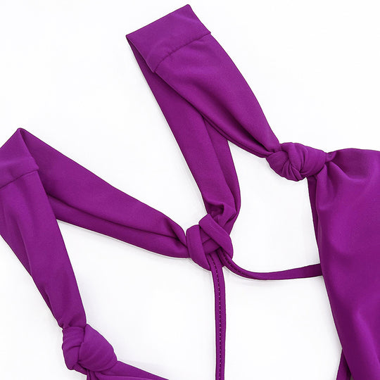 Damen Triangel-Bikini mit hohem Beinausschnitt und eleganten Knoten R&B