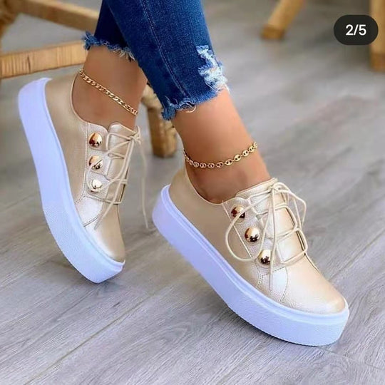 Damen modische Plattform-Sneaker mit glänzenden Dekoren R&B