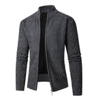 Herren Strickjacke mit modernem Zipper und stilvollem Rautenmuster