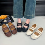 Damen Ballerina-Schuhe mit doppelt verstellbarem Riemen R&B