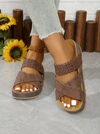 Damen Bequeme Zehentrenner-Sandalen mit geflochtenem Riemendesign und rutschfester Sohle R&B
