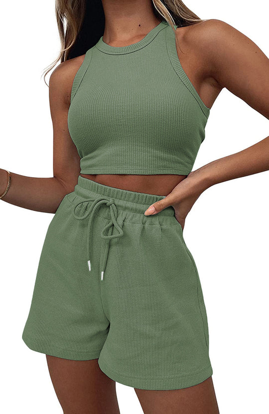 Damen hochwertiges Sport-Set mit Racerback-Top und Shorts R&B