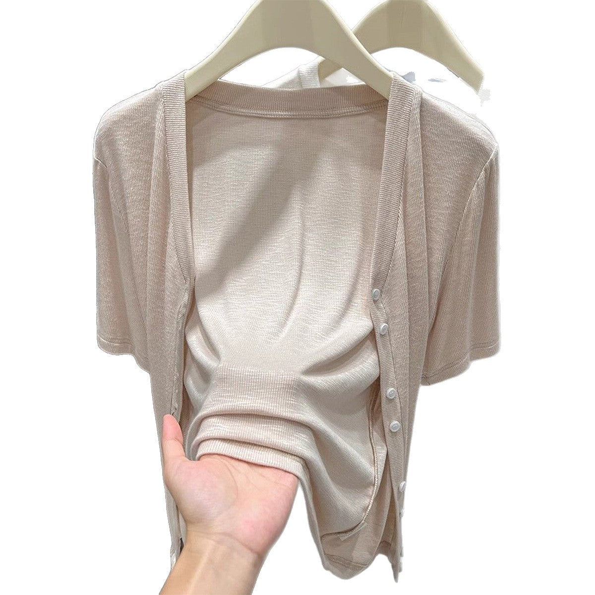Damen Leichtes Wickeloberteil mit knopfverzierte Front R&B
