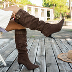 Damen Overknee Stiefel mit modischem Falten-Design und hochwertigem Material R&B