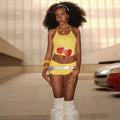 Damen Baumwoll-Crop-Top mit Cherrydruck und Shorts R&B