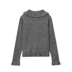 Damen Strickjacke mit großem Kragen und Knopfleiste R&B