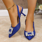 Damen Slingback High Heel Sandalen mit dekorativem Schmuckelement und elegantem Design