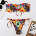 Damen Bandeau-Bikini mit aufregendem Mustermix und verstellbaren Trägern R&B