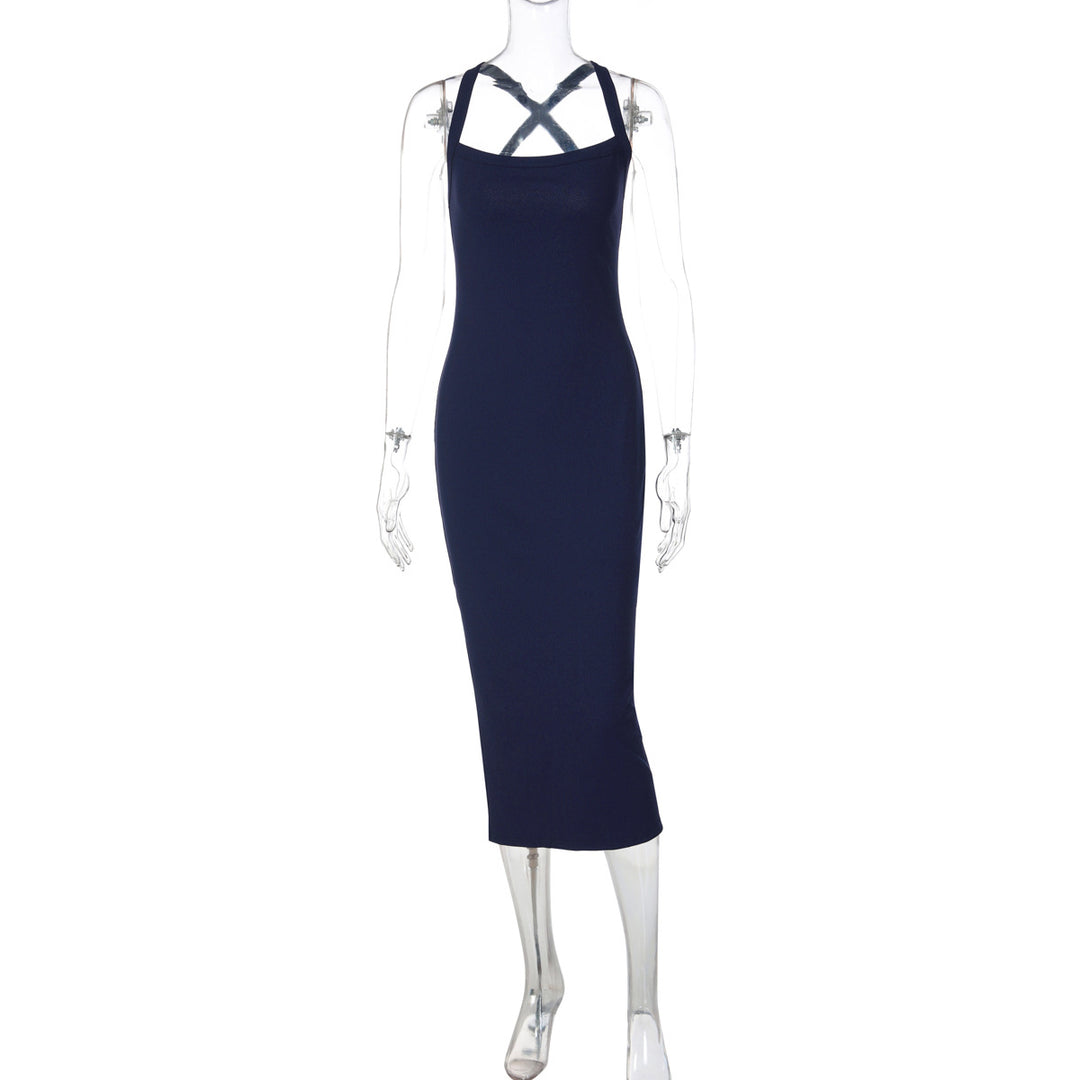 Damen figurbetontes Maxikleid mit raffinierter Schulterpartie R&B