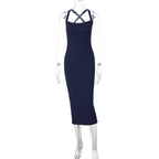 Damen figurbetontes Maxikleid mit raffinierter Schulterpartie R&B