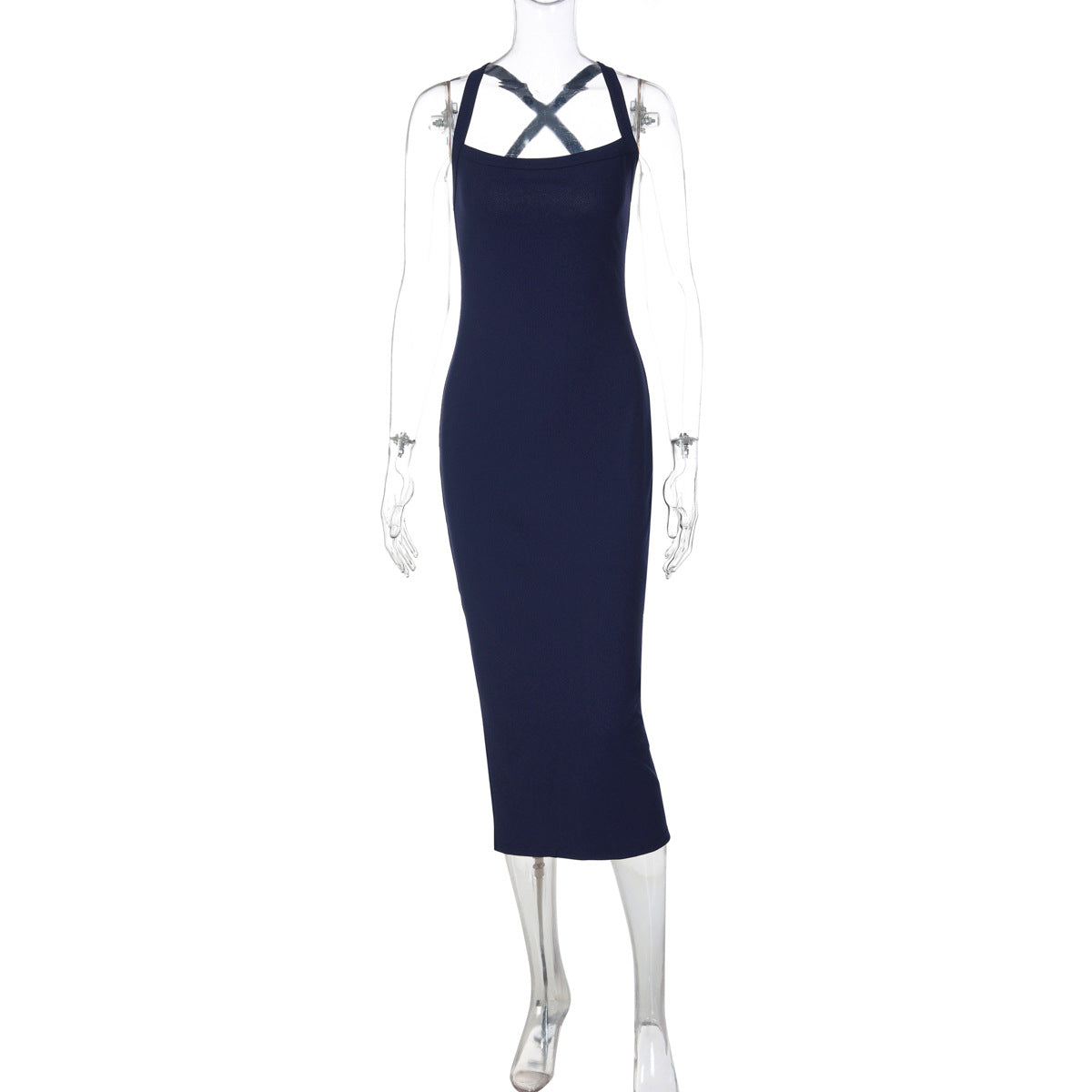 Damen figurbetontes Maxikleid mit raffinierter Schulterpartie R&B