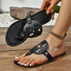 Damen Zehentrennersandalen mit filigranem Musterschnitt und komfortabler Fußbettgestaltung R&B