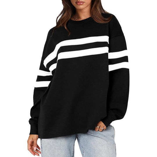 Damen Oversized Sweatshirt mit trendigen Streifen R&B