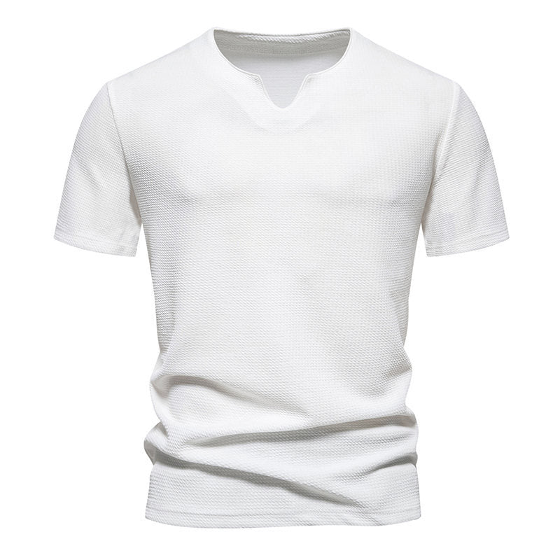 Herren Kurzarm T-Shirt mit modernem V-Ausschnitt und atmungsaktiver Struktur