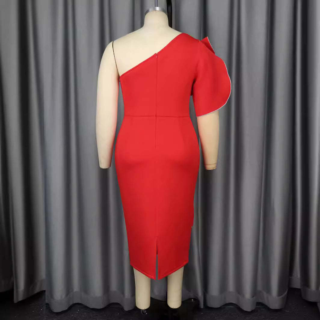 Damen figurbetontes Wickelkleid mit asymmetrischem Design und trendigem Rüschenelement R&B