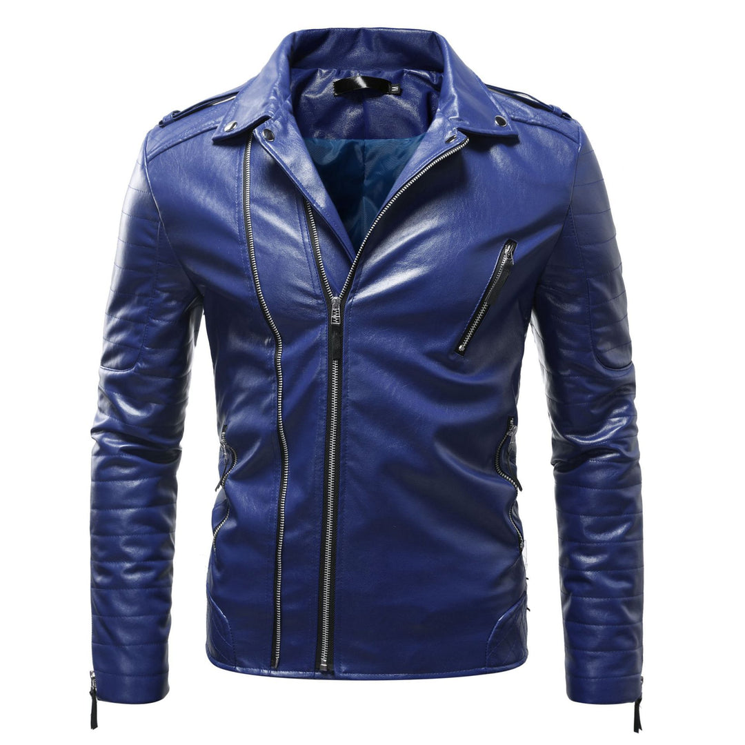 Herren Leder Bikerjacke mit Taschen