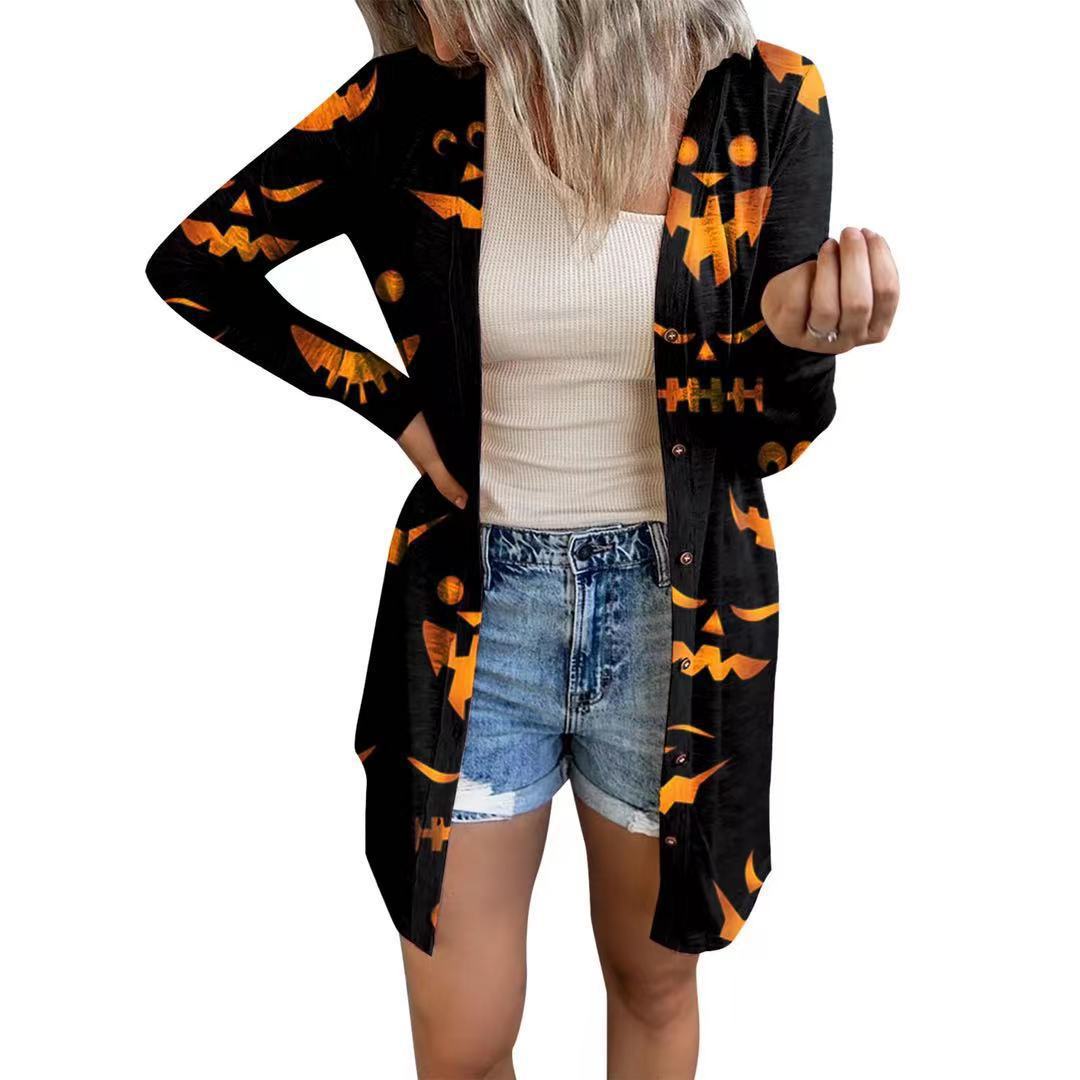 Damen Langarm-Cardigan mit knöpfbarem Design und einzigartigem Batikmuster R&B