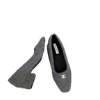 Damen elegante Blockabsatz-Ballerinas aus Wollfilz R&B