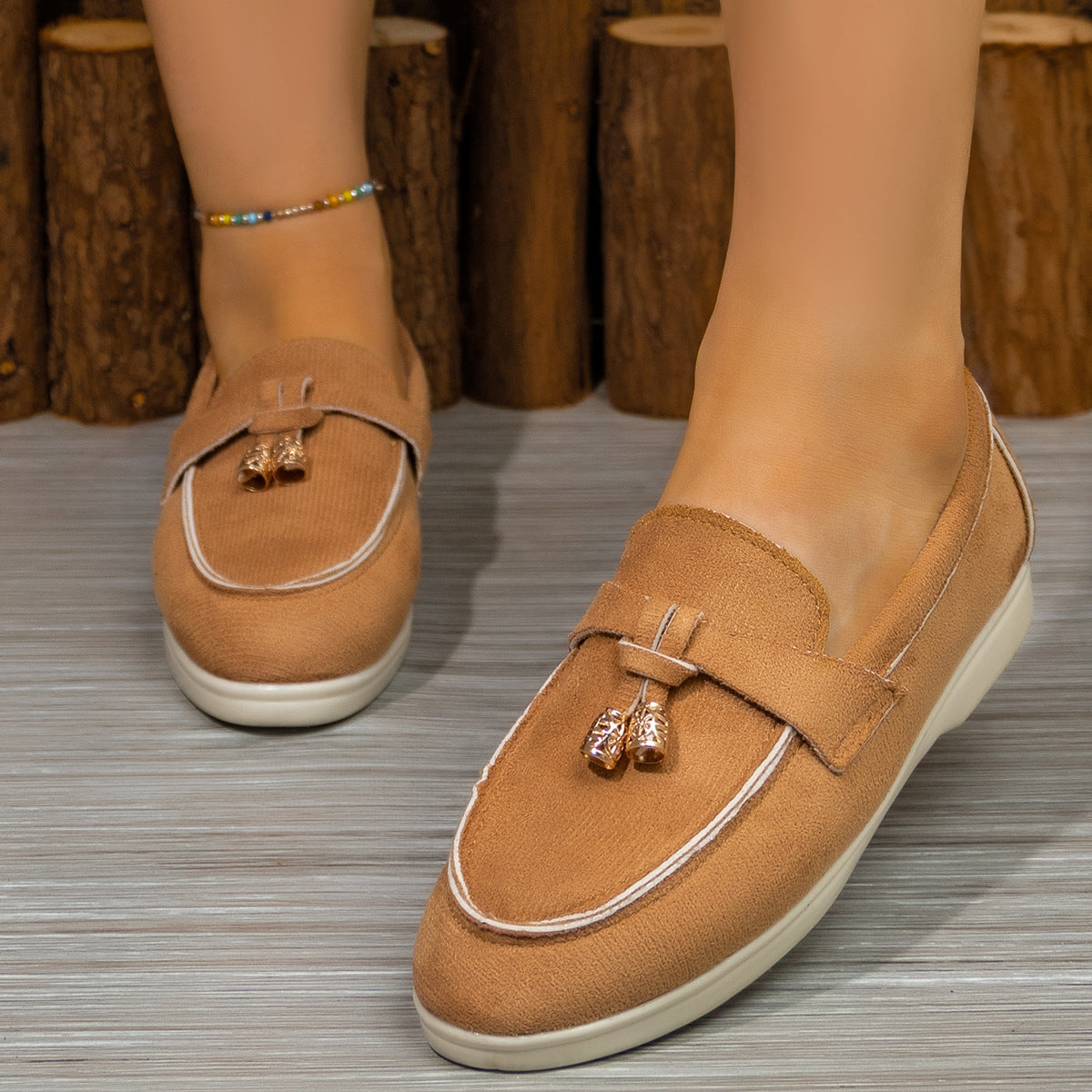 Damen Mokassins mit dekorativem Zierband und bequemer Sohle R&B