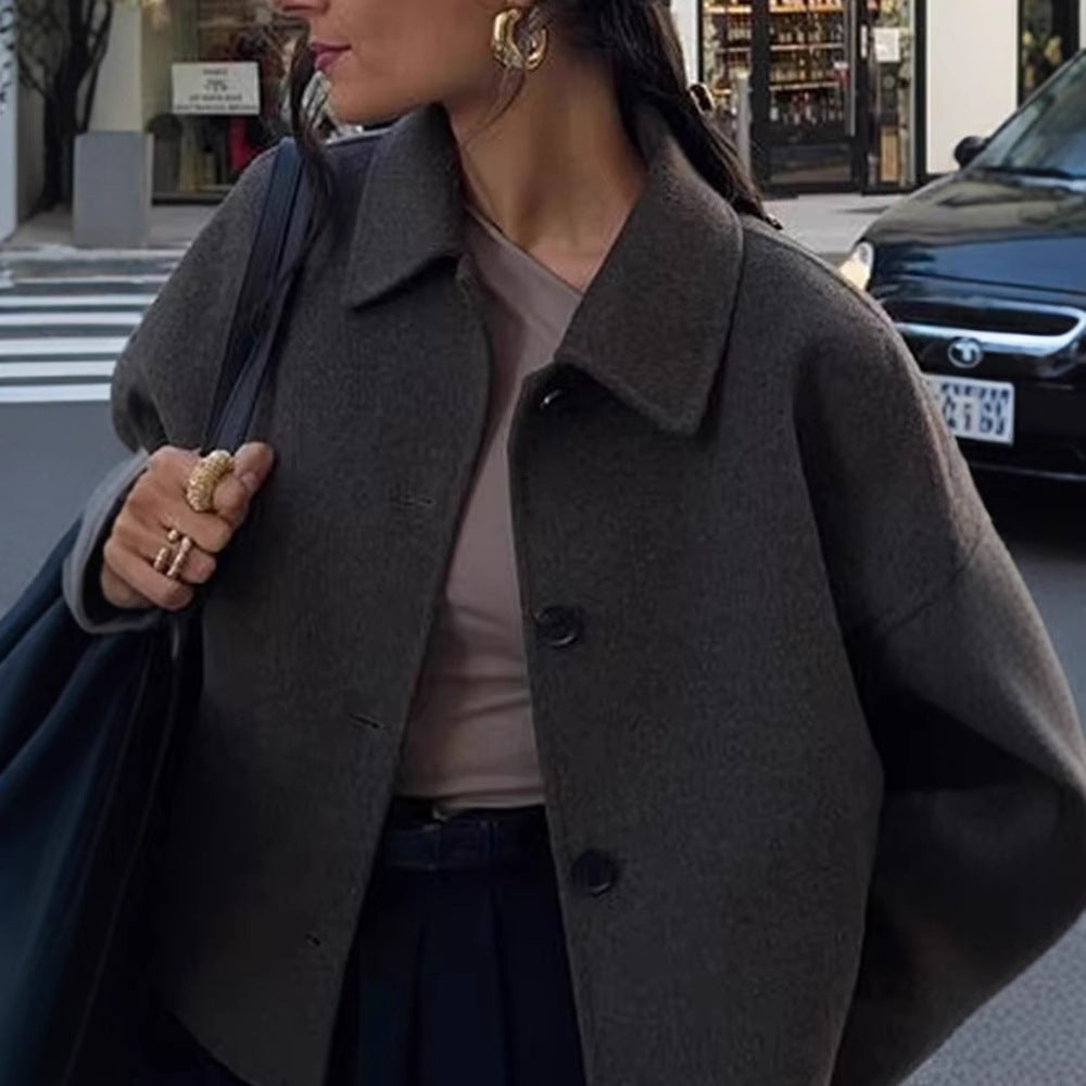 Damen Modische Oversized Jacke aus hochwertigem Wollgemisch R&B