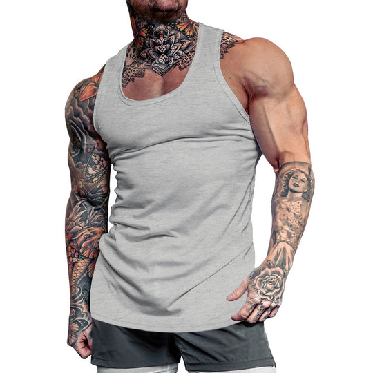 Herren Ärmelloses Sport-Tanktop aus atmungsaktivem Baumwollmix mit feuchtigkeitsableitenden Eigenschaften R&B