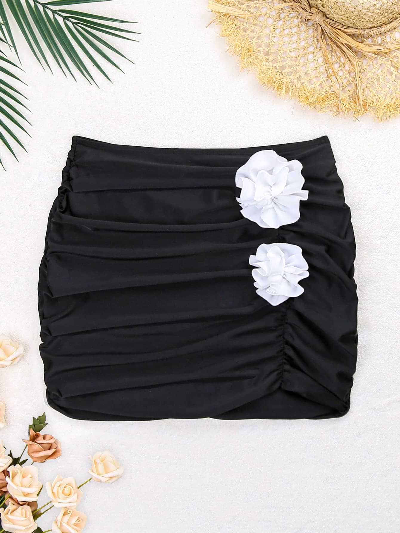 Damen Faltensetz mit dekorativen Blumen R&B