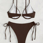 Damen Triangel-Bikini mit verstellbaren Trägern und Seitenschnürungen R&B