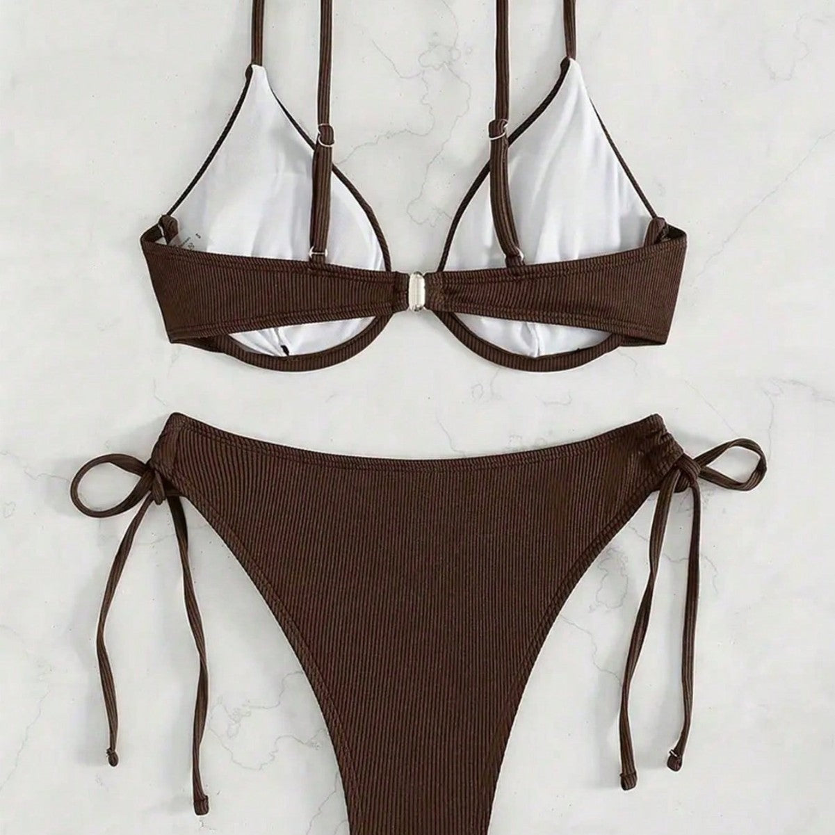 Damen Triangel-Bikini mit verstellbaren Trägern und Seitenschnürungen R&B