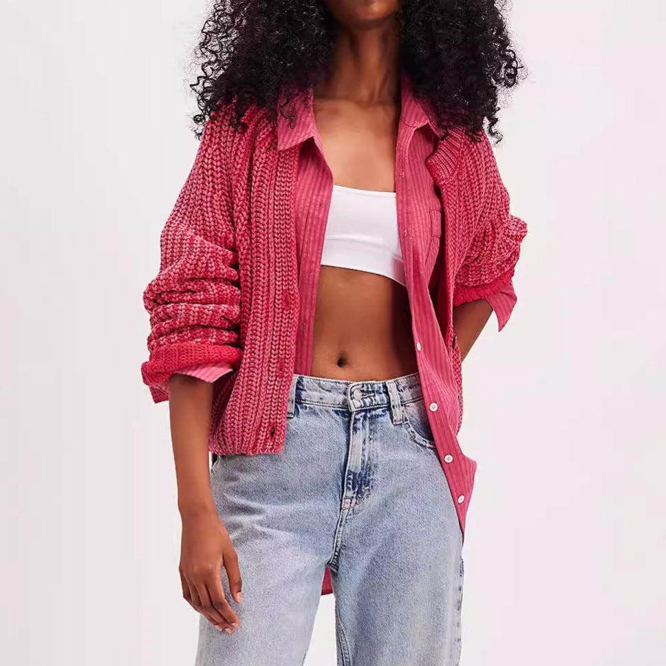 Damen Strickjacke mit femininer Silhouette und lässigem Knopfdesign R&B