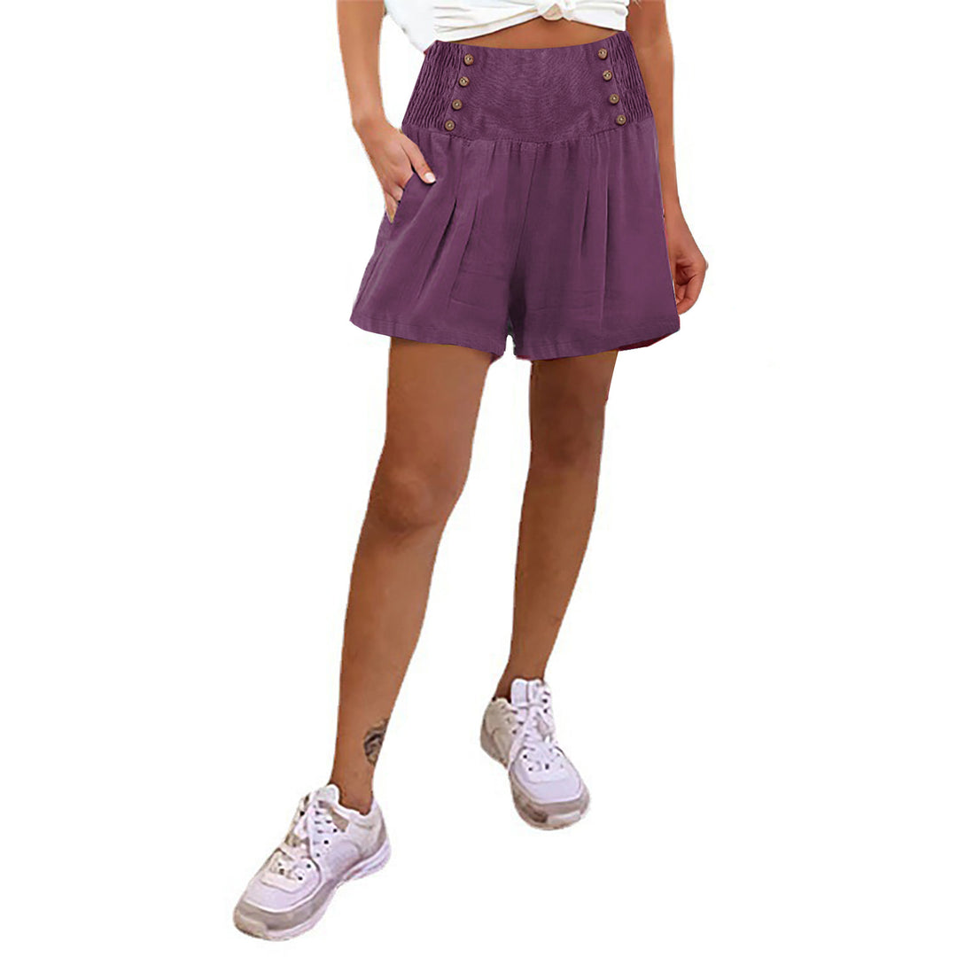 Damen elegante Shorts mit hohem Bund und Knopfdetail R&B