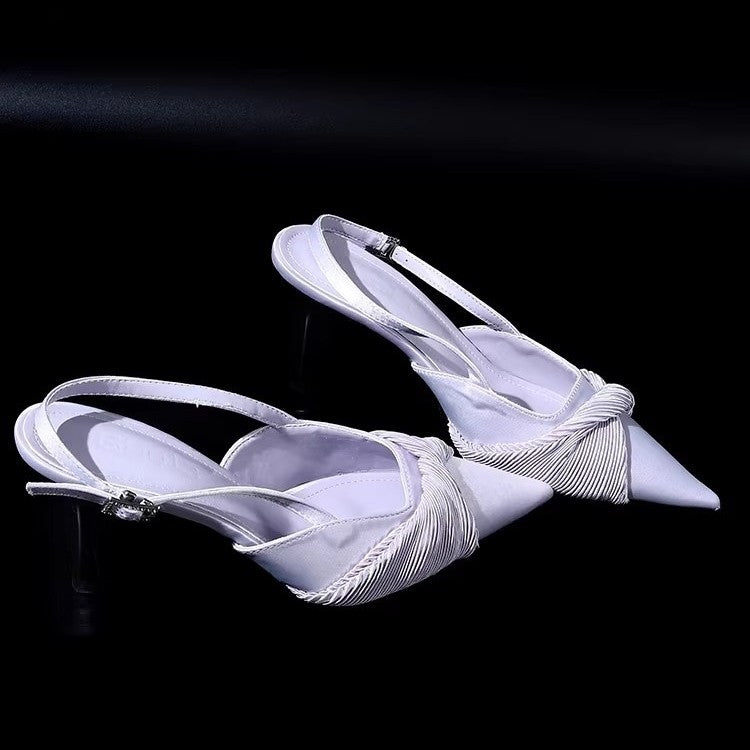 Damen Slingback High Heel Schuhe mit eleganter Raffung R&B